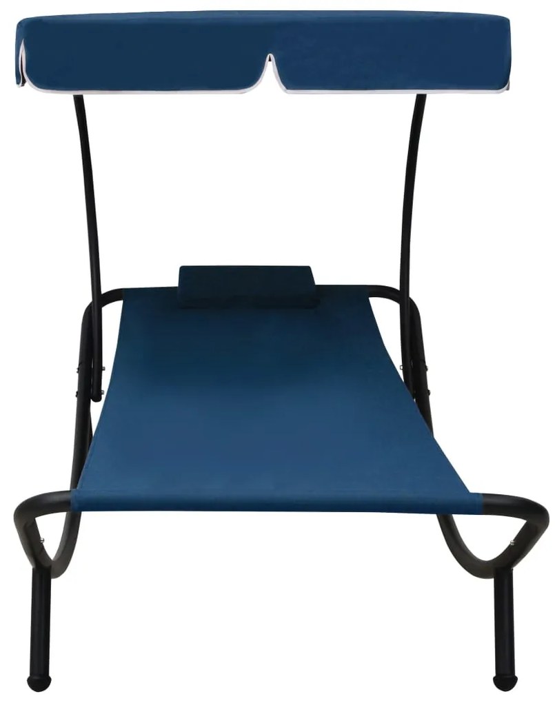 Espreguiçadeira com toldo e almofada azul
