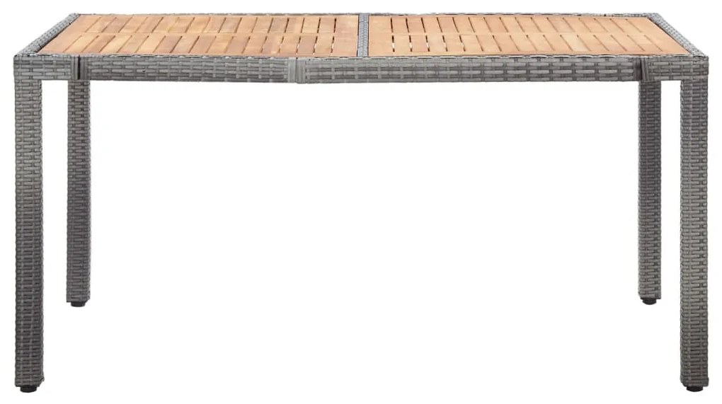 7 pcs conjunto jantar exterior com almofadões vime PE cinzento
