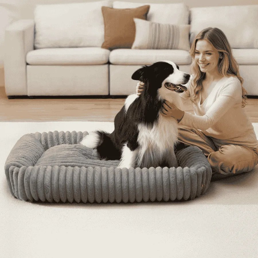 Cama ortopédica para cães de tamanho médio 106 x 75 x 20 cm cinzenta