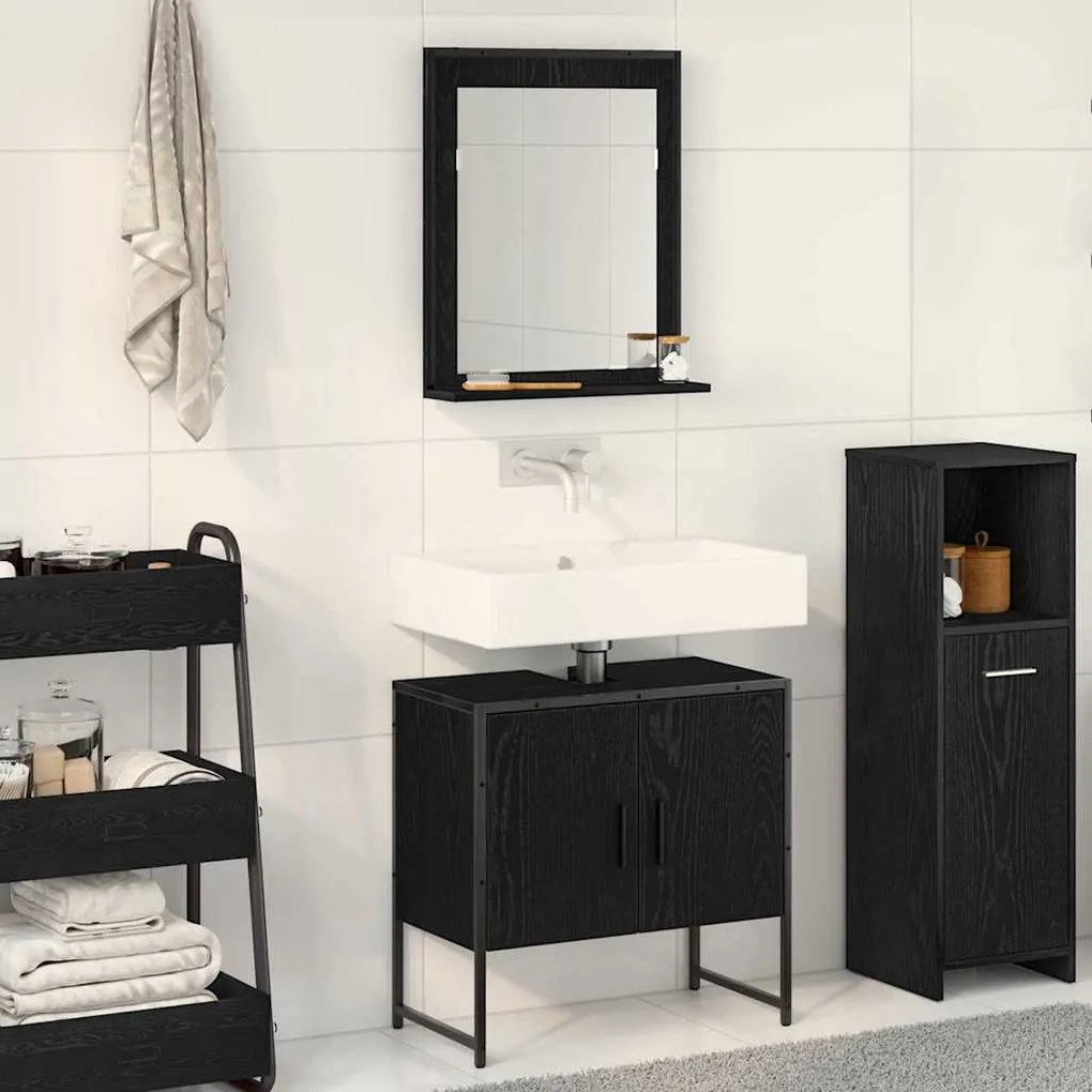 vidaXL Conjunto de Móveis para Banheiro 2 pcs Preto 60 x 33 x 60 cm