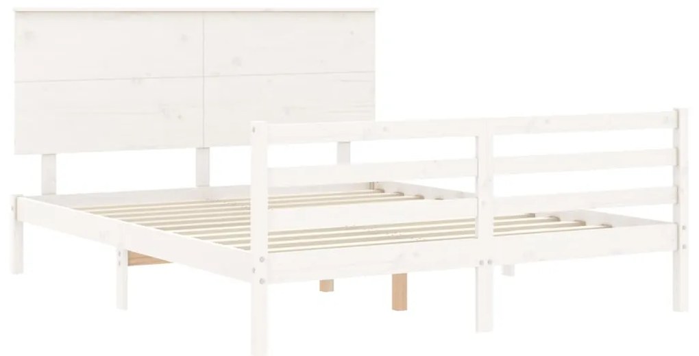 Estrutura de cama King Size com cabeceira madeira maciça branco