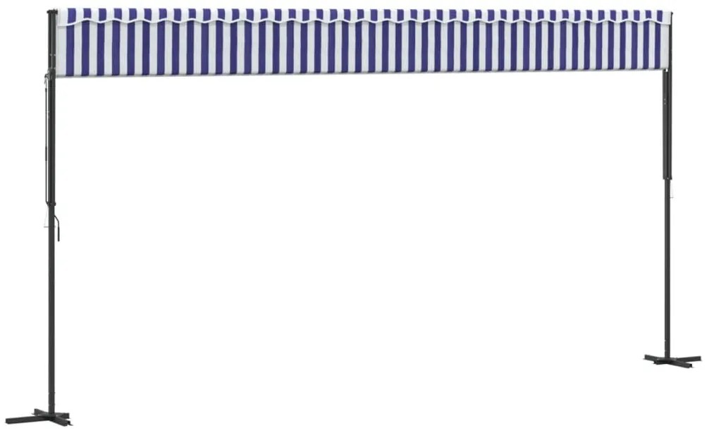 Toldo de pé 600x300 cm tecido e aço azul e branco