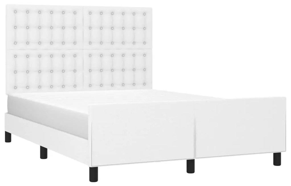 Estrutura cama c/ cabeceira 140x200 cm couro artificial branco