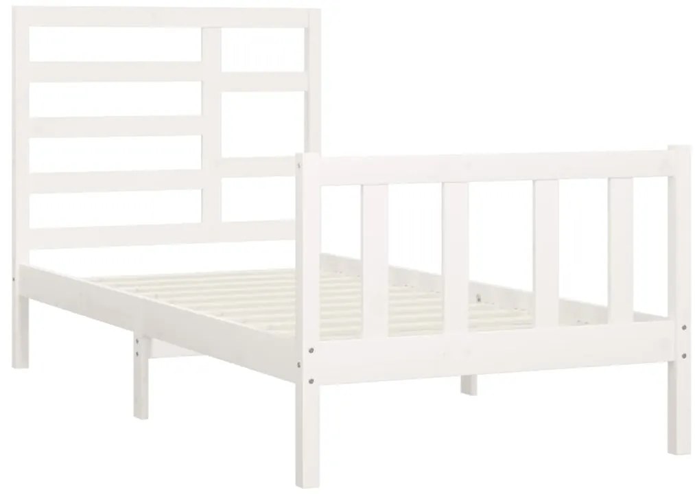 Cama sem colchão 100x200 cm madeira de pinho maciça branco