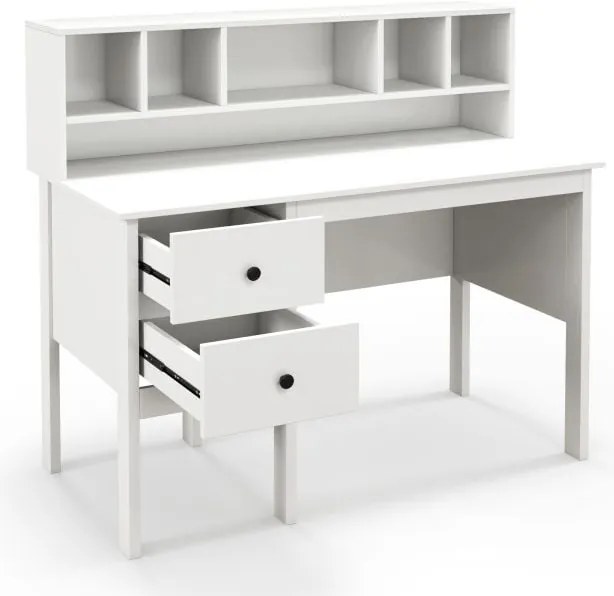 Mesa de computador em formato de L com gavetas, gabinete e bandeja para teclado - preta