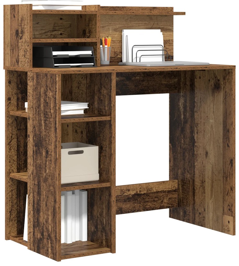 Mesa com Armazenamento Madeira Antiga 90x48x101.5 cm Madeira engenheir