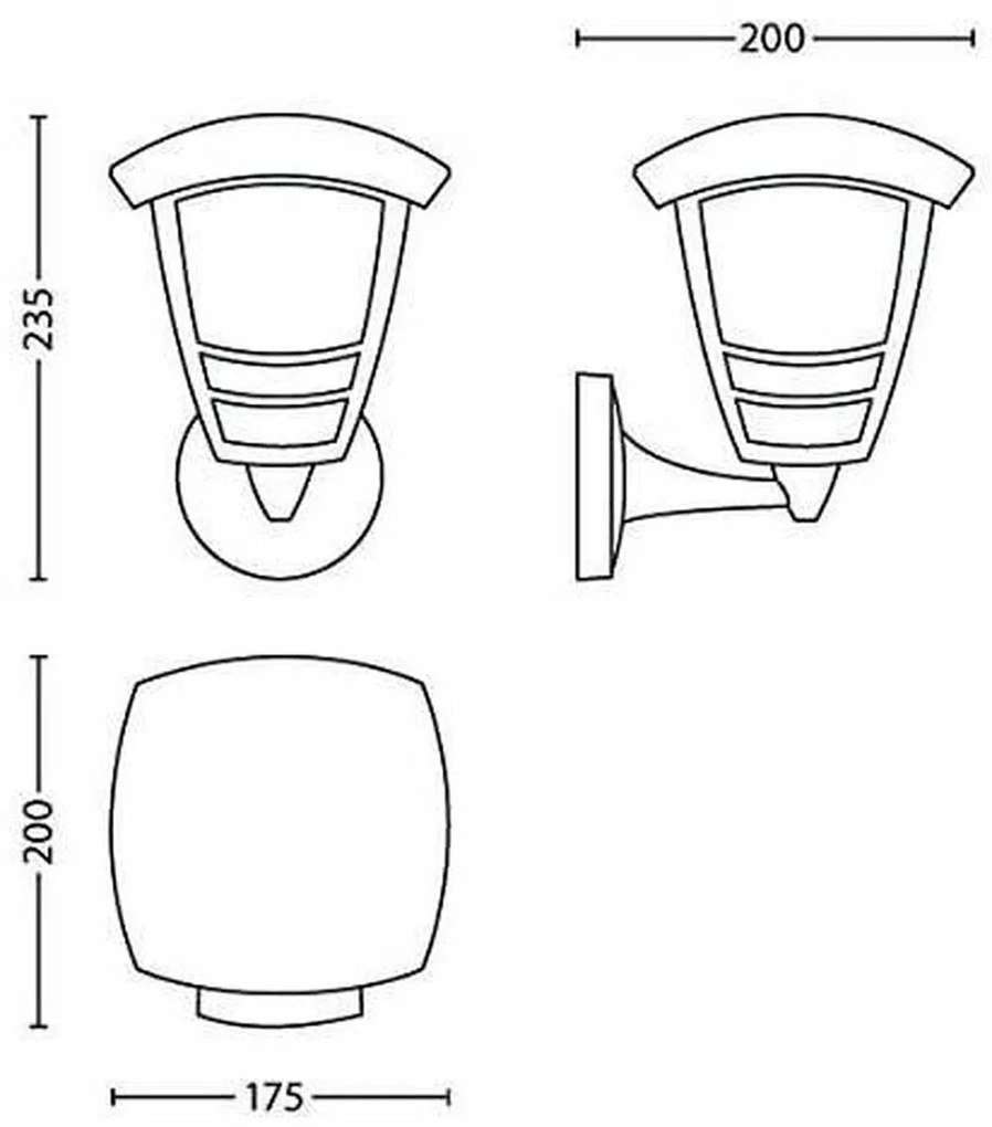 Luz de Parede Philips My Garden Creek Preto Alumínio A 60 W E27