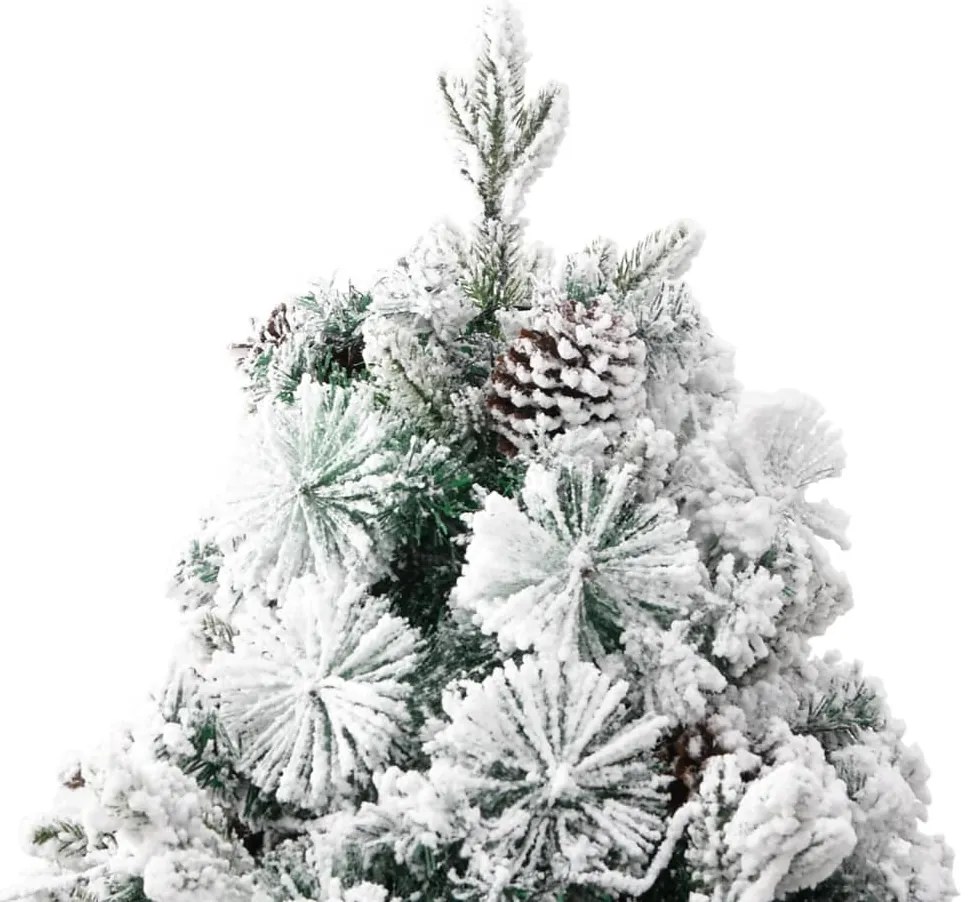 Árvore de Natal pré-iluminada c/ flocos neve e pinhas PVC/PE