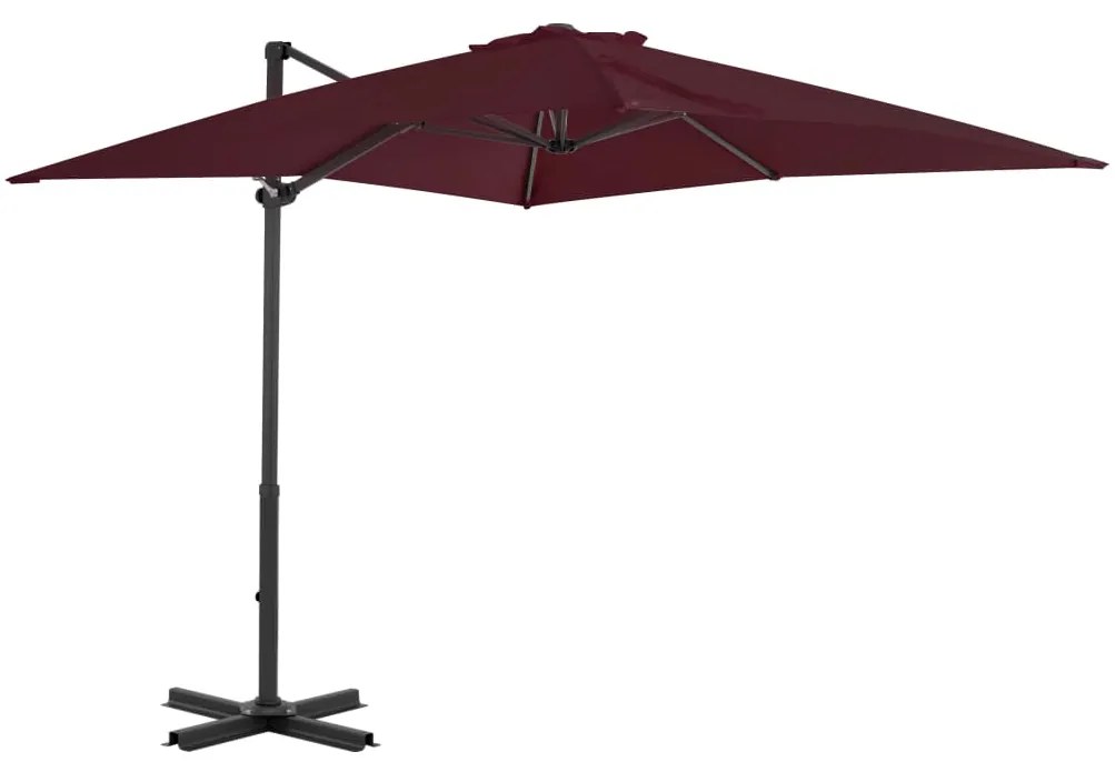 Guarda-sol jardim cantilever c/ poste alumínio 250x250 cm bordô