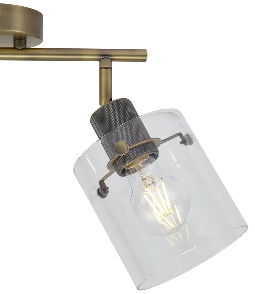 Foco de teto de design bronze com vidro transparente 2 luzes - Domo Moderno