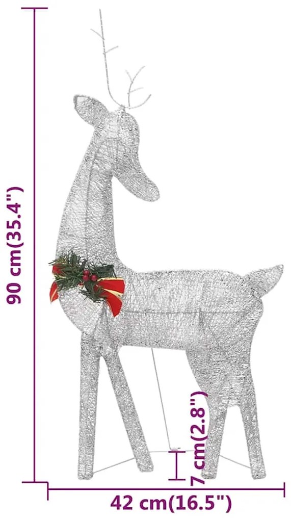 Família de renas de Natal 270x7x90 malha branco prateado