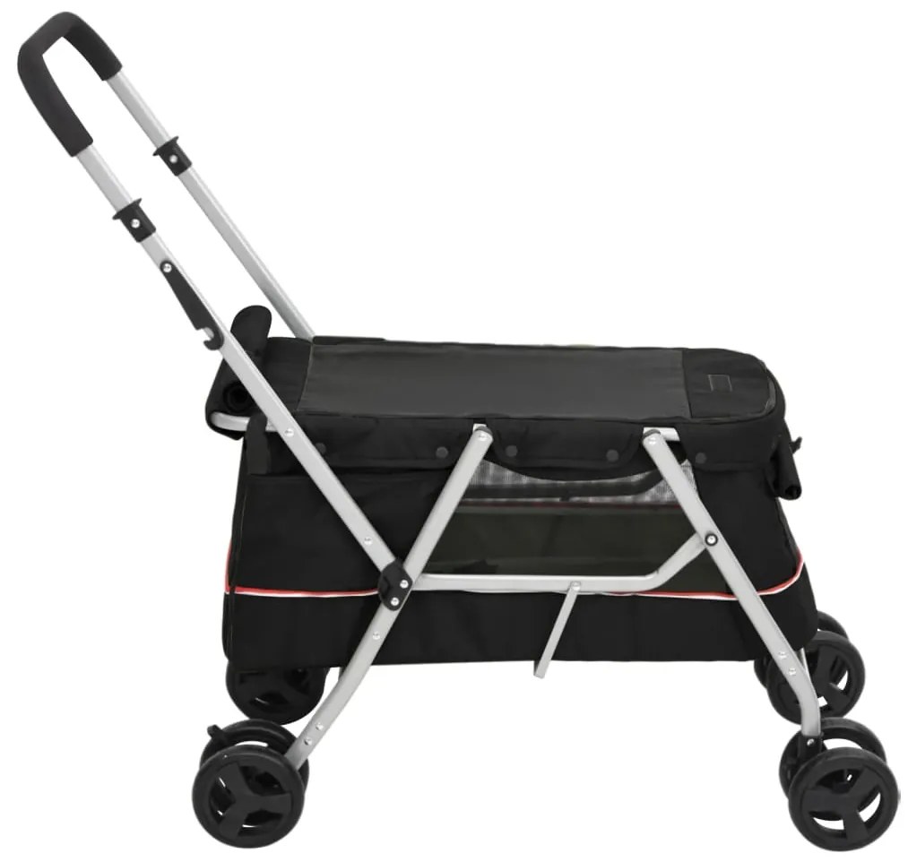 Carrinho dobrável para cães 100x49x96 cm tecido linho preto
