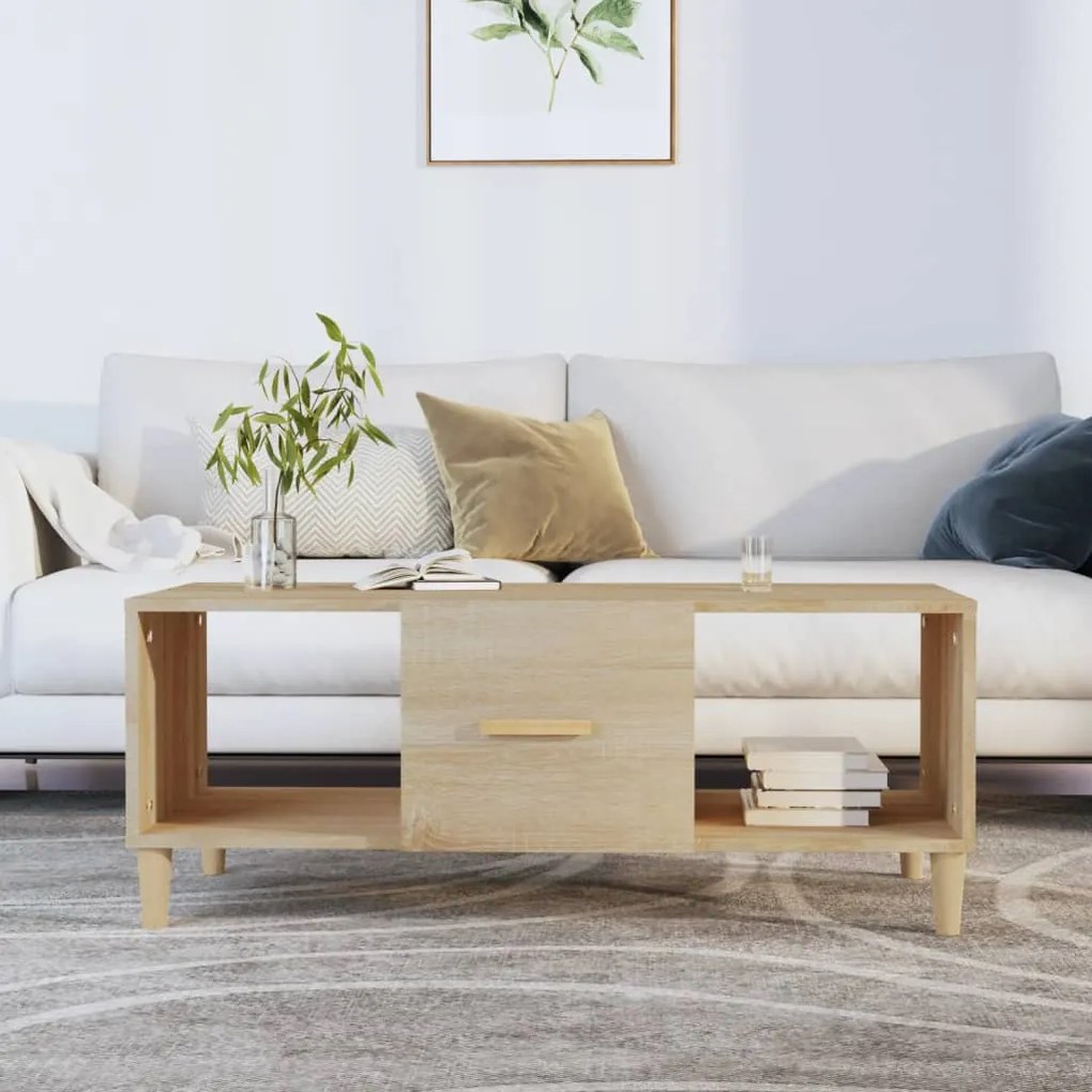 vidaXL Mesa de centro 102x50x40 derivados de madeira carvalho sonoma