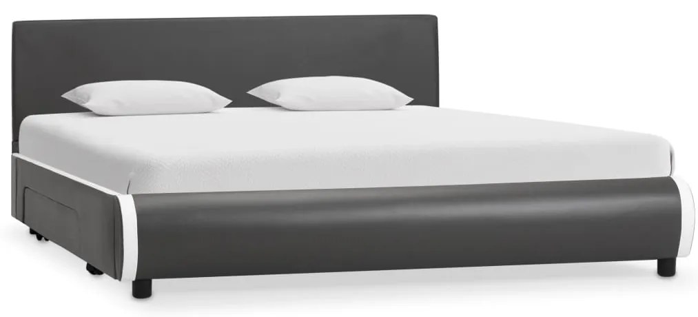 vidaXL Estrutura cama c/ gavetas 140x200 cm couro artificial antracite