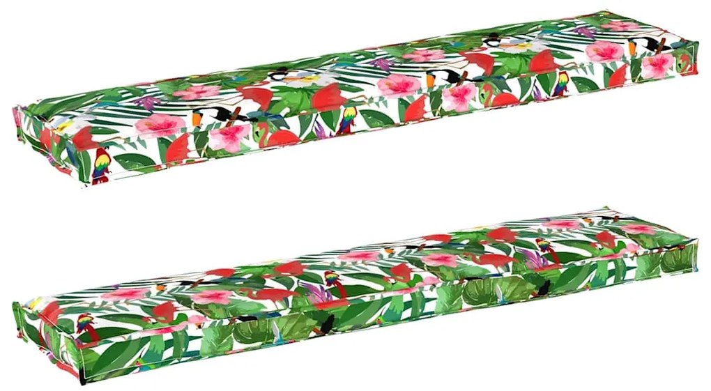 Almofadas de Palete para Banco 2 pcs Selva Tropical 180x40x8 cm Tecido