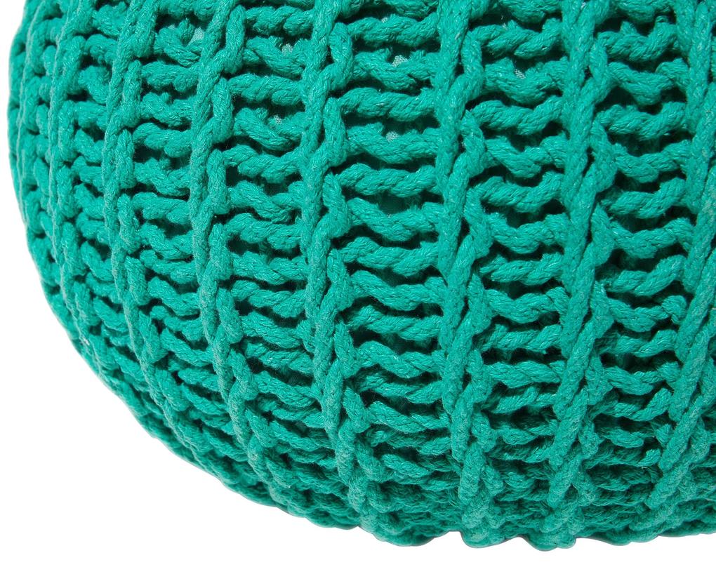 Pufe redondo em tricot verde esmeralda 50 x 35 cm CONRAD II Beliani