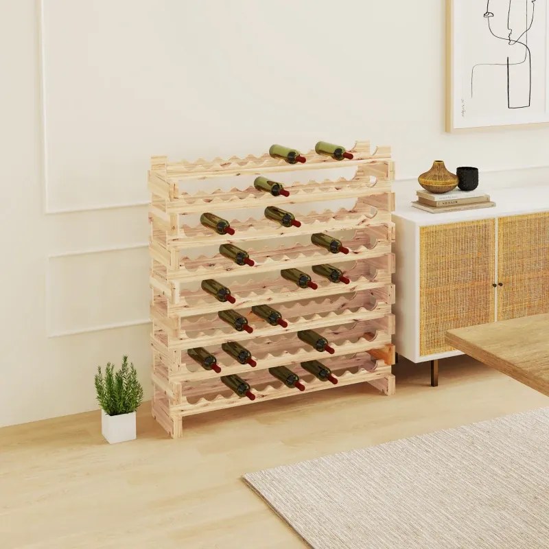 Garrafeira, Suporte para Garrafas de Vinho 114x28x113,5 cm para 96 Garrafas com 8 Níveis Suporte para Vinhos Vertical Madeira
