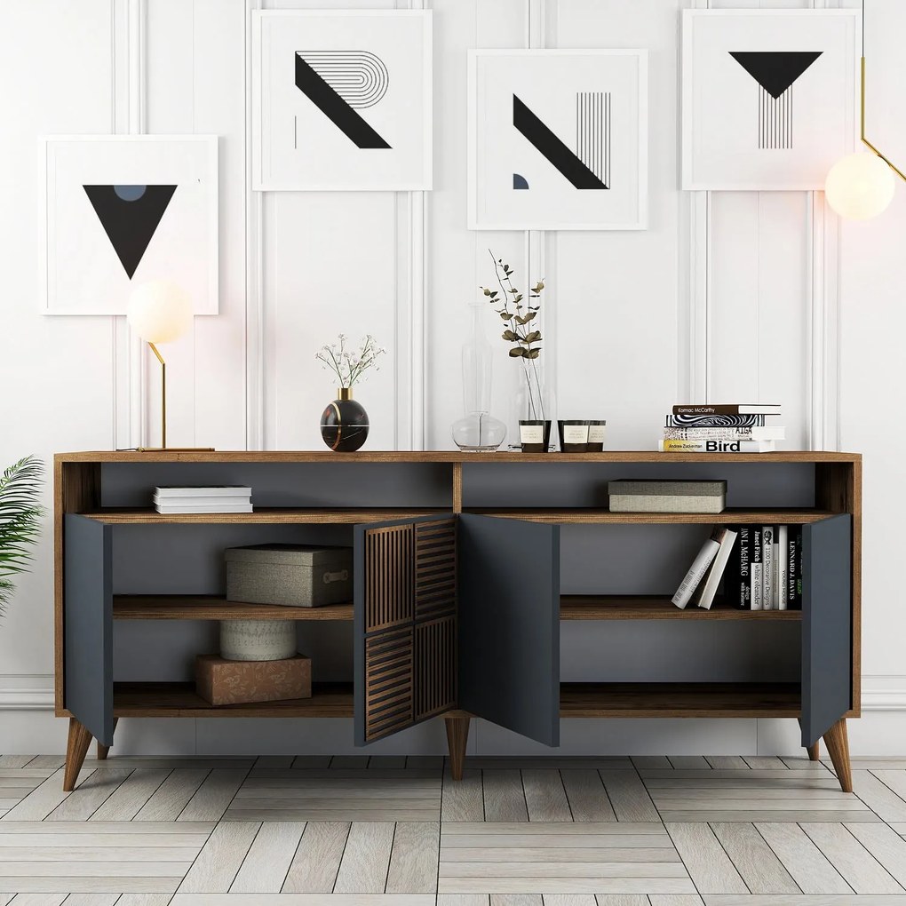 Console Milan – Walnut Anthracite – 180 cm x 78 cm x 35 cm