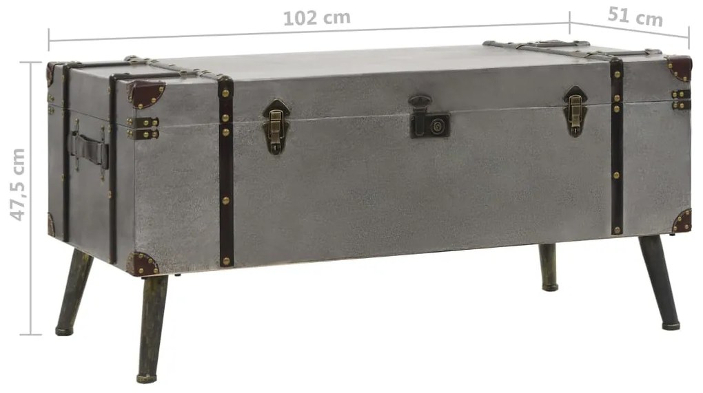 Mesa de centro em MDF e alumínio 102x51x47,5 cm