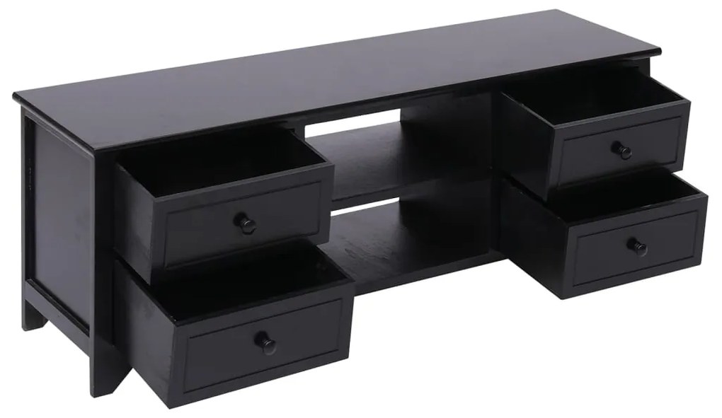 Móvel de TV 108x30x40 cm madeira paulownia maciça preto
