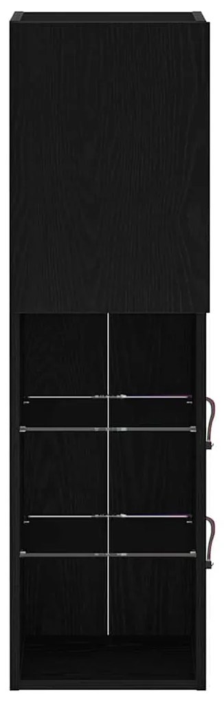 Armário para TV LED vidaXL Preto Carvalho 30,5x30x102 cm Madeira de en