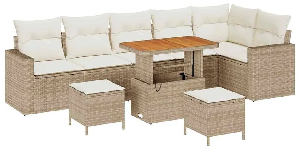 Conjunto de Sofá para Jardim de 9 Peças com Almofadas de Rattan Poliés