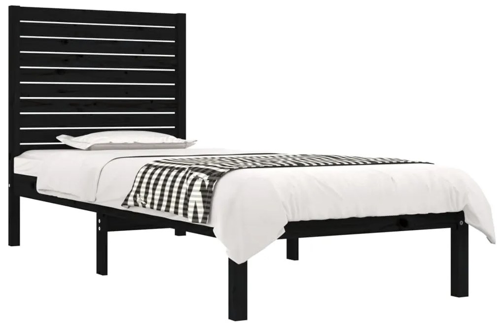 Estrutura cama pequena solteiro 75x190 cm madeira maciça preto
