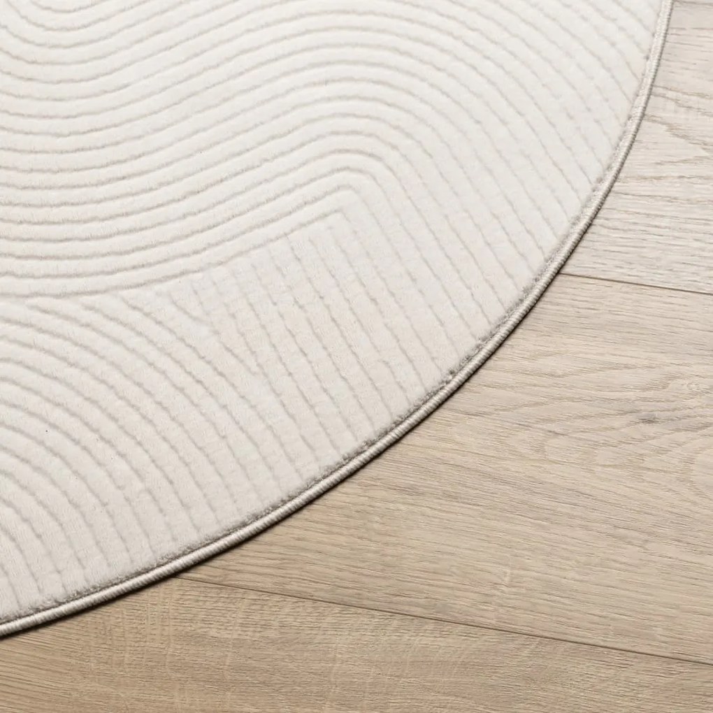 Tapete de pelo curto IZA visual escandinavo Ø 80 cm cor creme