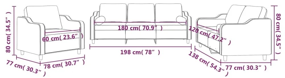 3 pcs conjunto de sofás com almofadas tecido cor creme