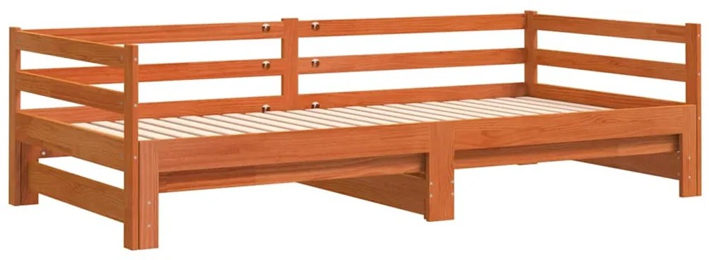 Sofá-cama com gavetão 90x200 cm madeira de pinho castanho cera