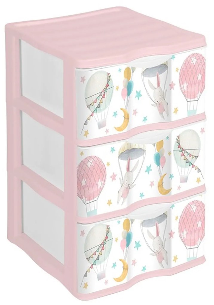 Conjunto 3 Gavetas Plástico Wagon Rosa 40X38X48.5cm