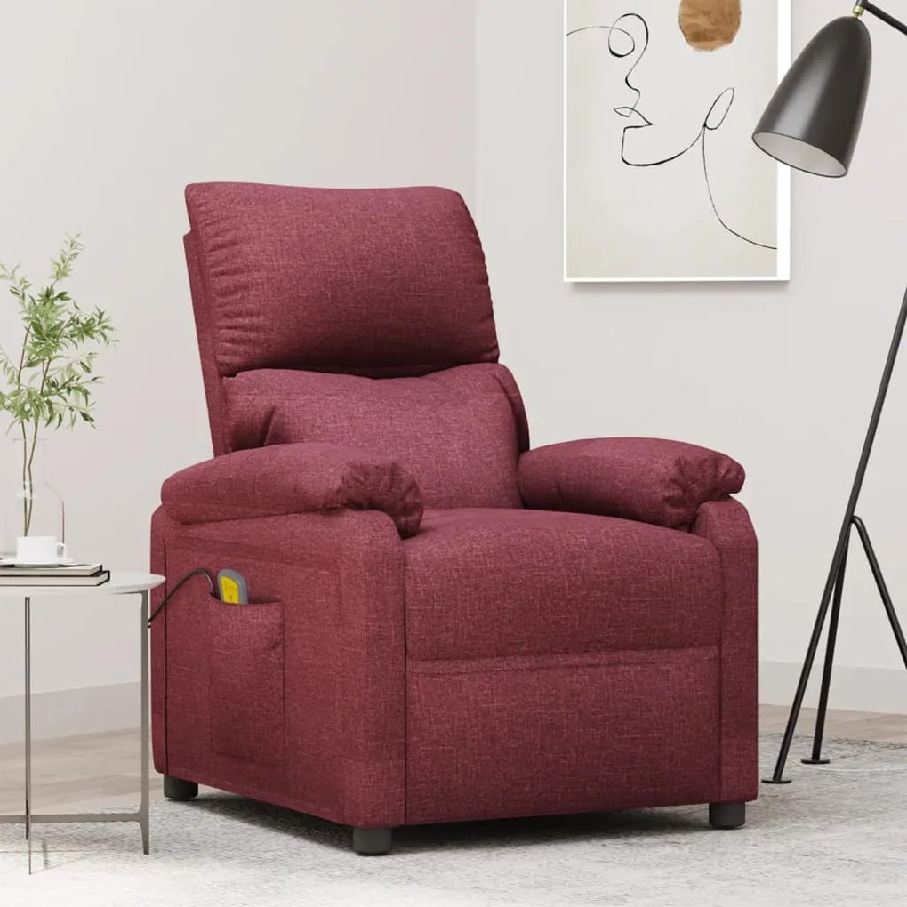 342462 vidaXL Poltrona de massagens elétrica reclinável tecido vermelho tinto