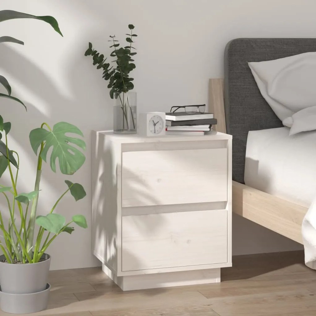 Mesas de cabeceira 2 pcs 40x35x50 cm pinho maciço branco