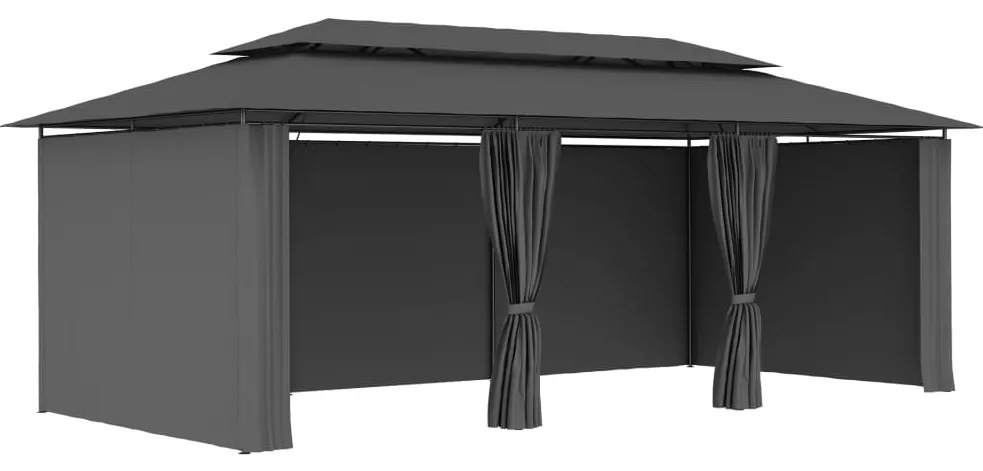 Gazebo com cortinas 600x298x270 cm antracite