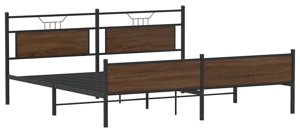 Estrutura cama sem colchão 200x200cm metal carvalho castanho