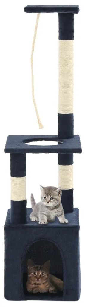 vidaXL Árvore p/ gatos c/ postes arranhadores sisal 109 cm azul escuro