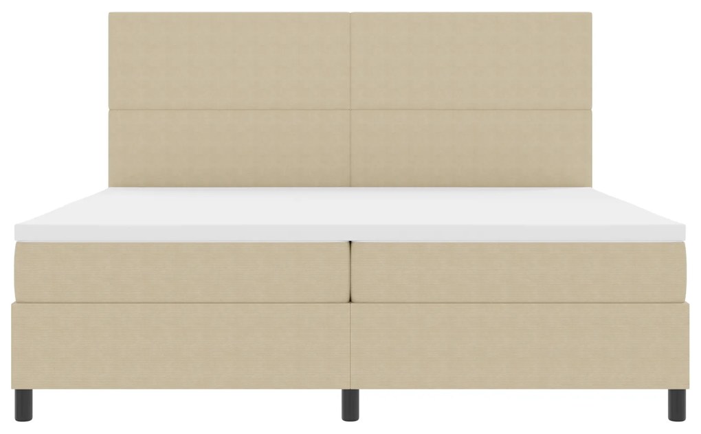 Cama Box Spring com Colchão Bege 200x200 cm Tecido de Corduroy