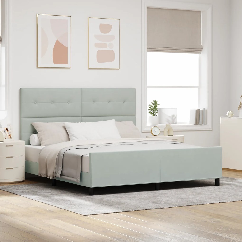 Cama vidaXL Cinza Claro 180x200 cm Veludo