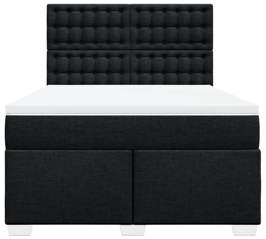 Cama com molas/colchão 160x200 cm tecido preto