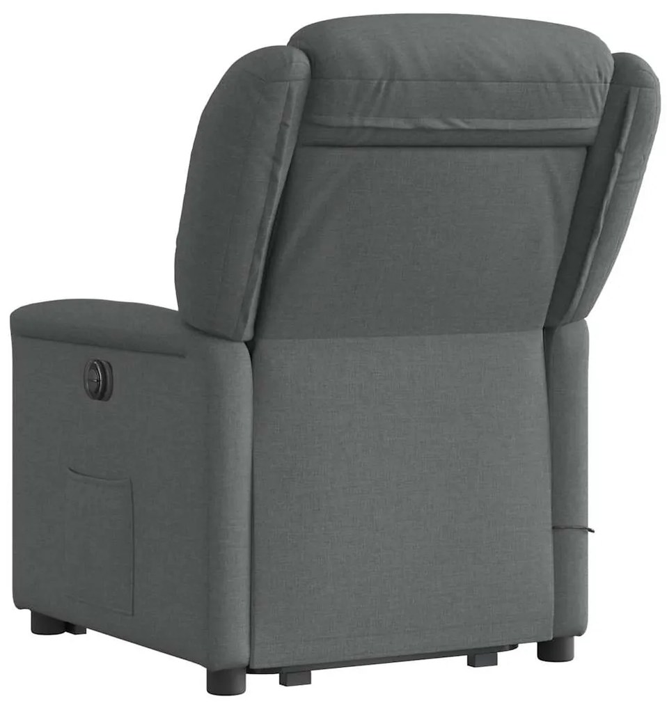 Poltrona elétrica elevatória massagens tecido cinzento-escuro