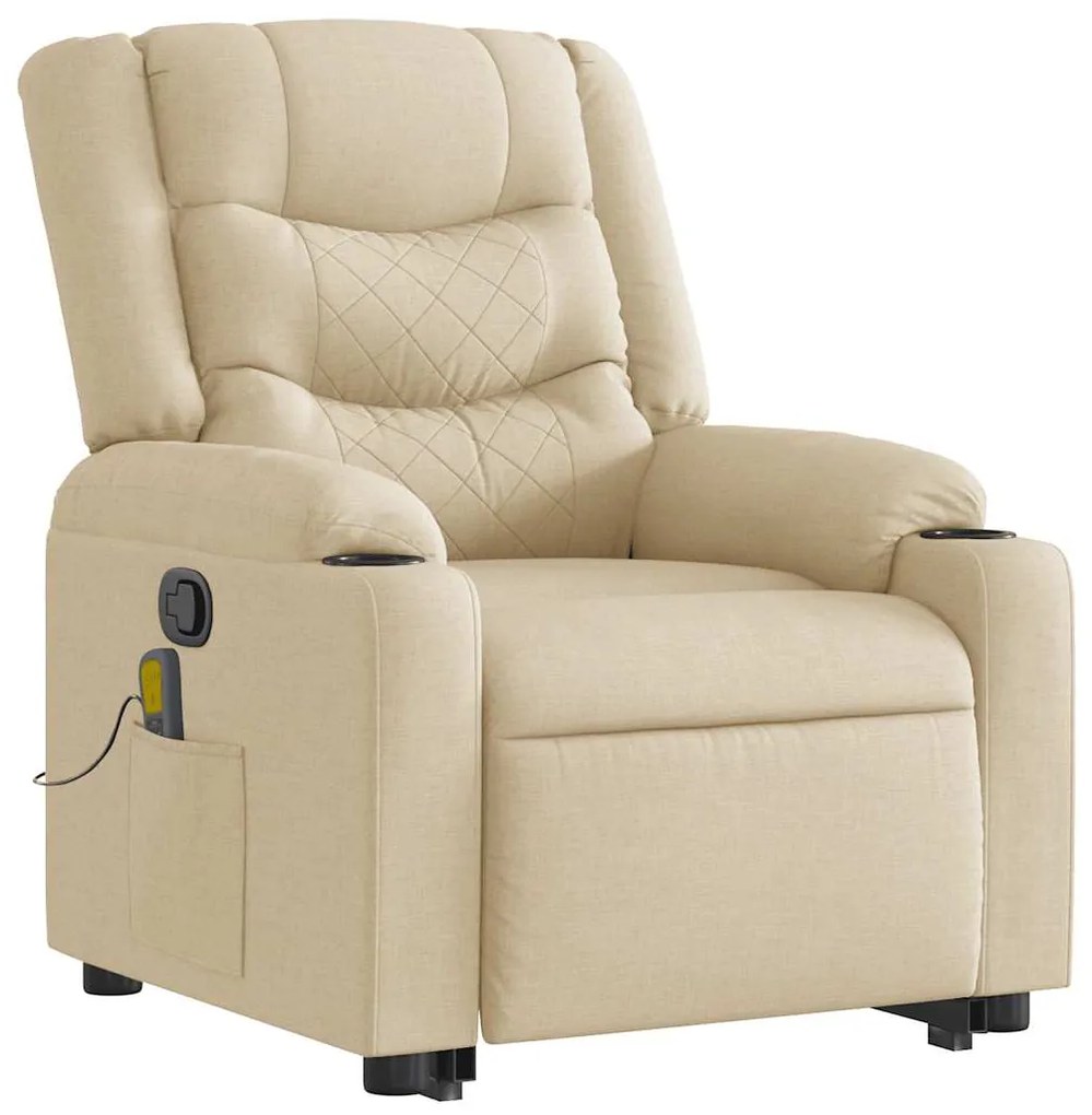 Poltrona elevatória de massagens tecido cor creme