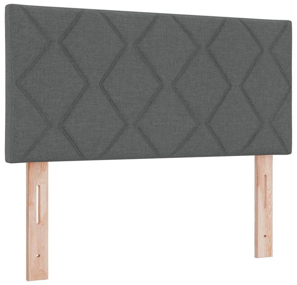 Cama Box Spring com Colchão & LED Cinza Escuro 90x200 cm Tecido