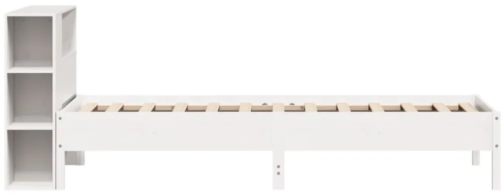 Cama com estante sem colchão 90x190 cm pinho maciço branco