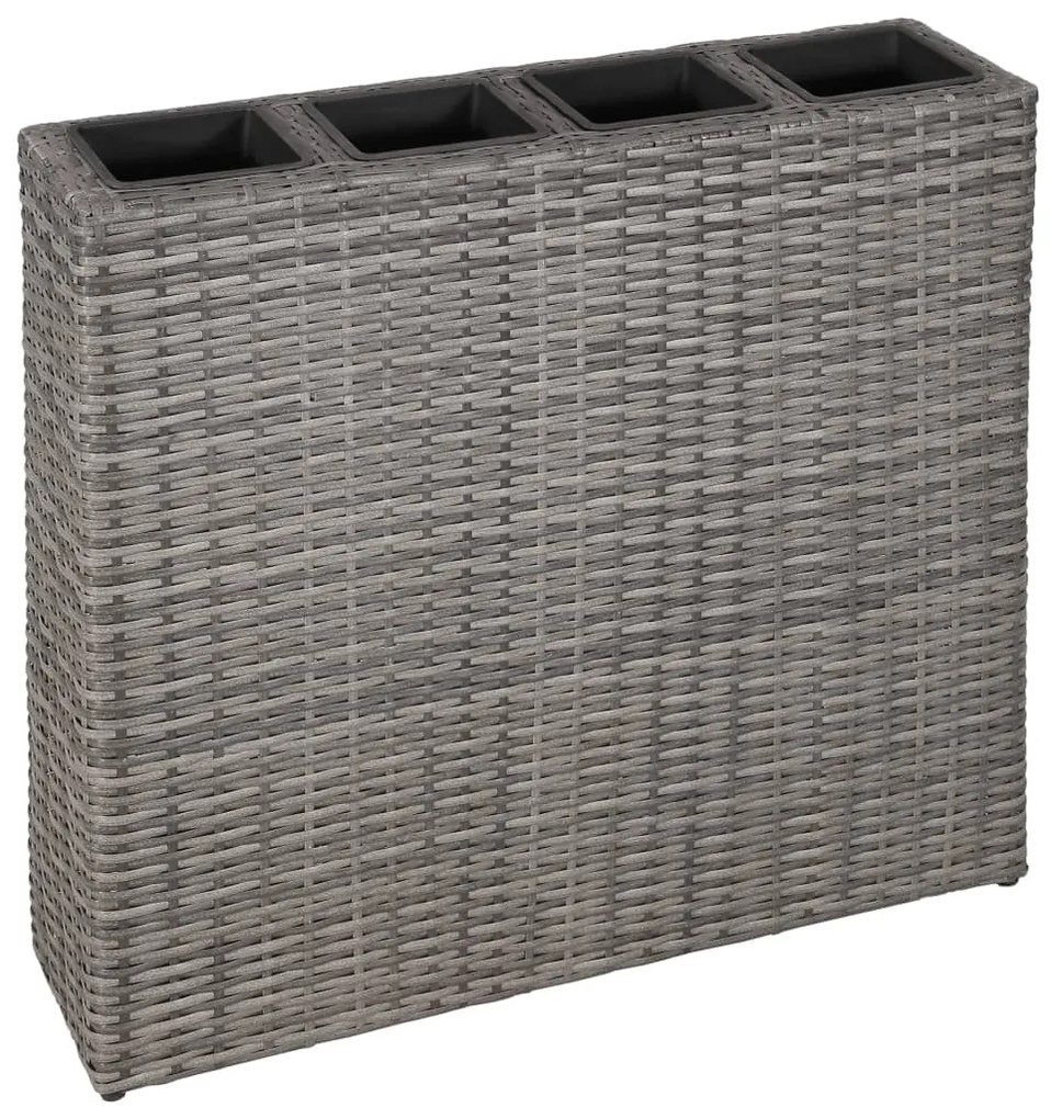 vidaXL Floreira elevada com 4 vasos vime PE cinzento