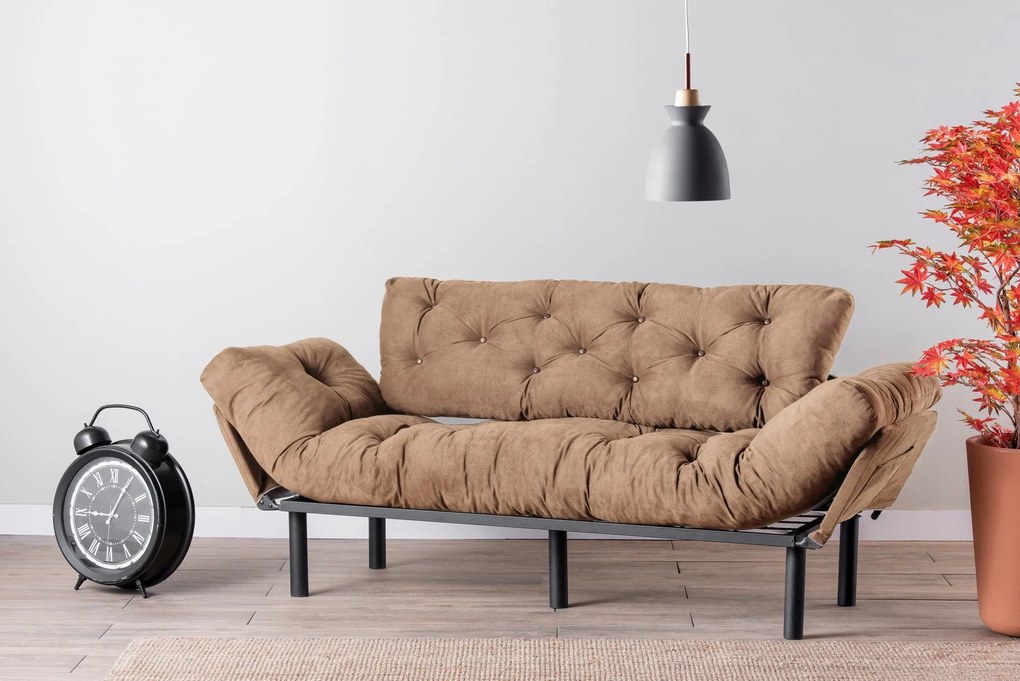 Sofá-Cama 3 Lugares Nitta – Castanho Claro – 185 x 85 x 70 cm