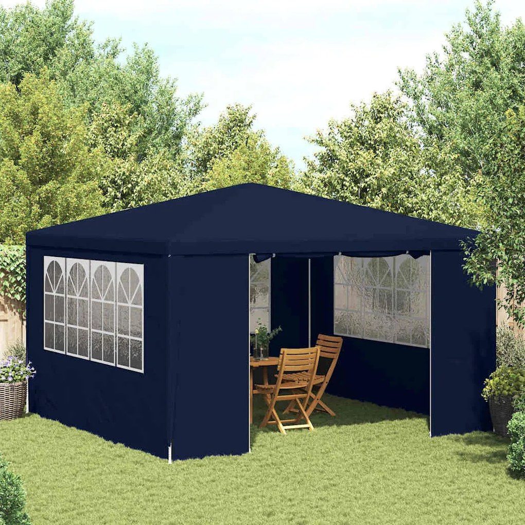 vidaXL Tenda festas profissional c/ paredes laterais 4x4m 90g/m² azul