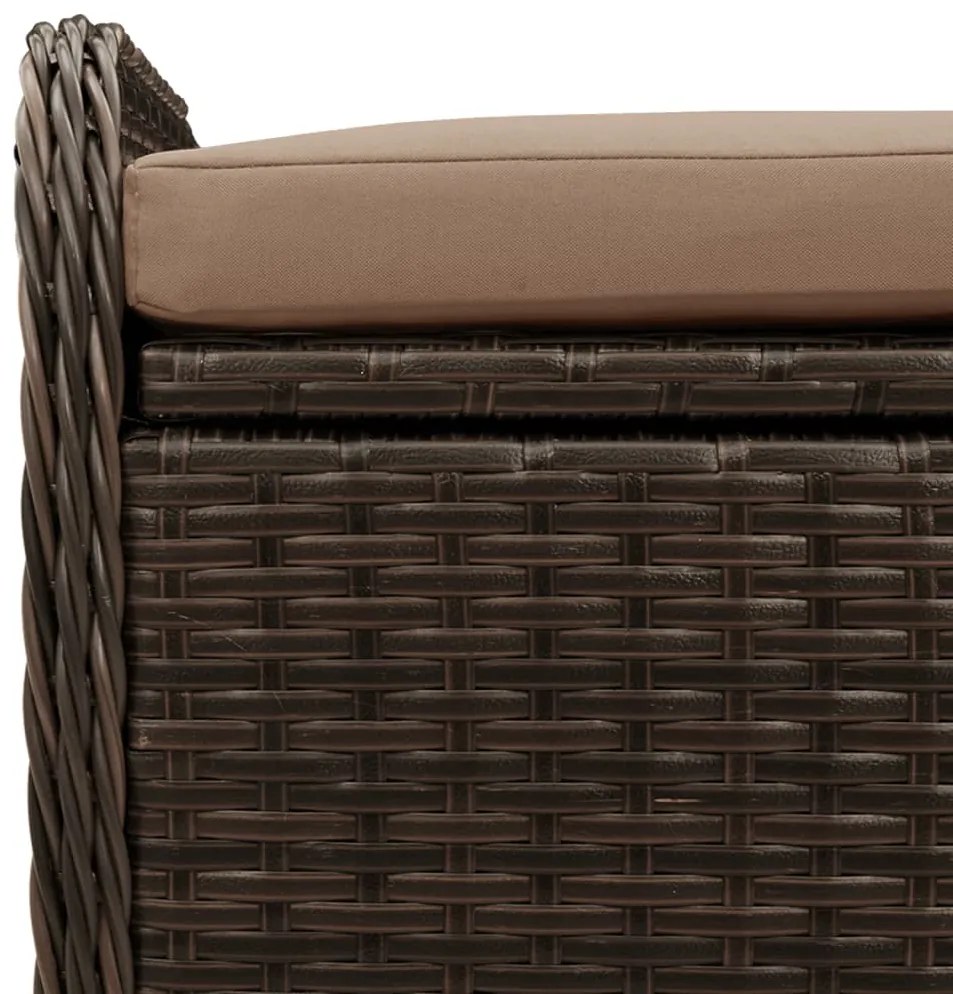 Banco de arrumação com almofadão 80x51x52 cm vime PE castanho