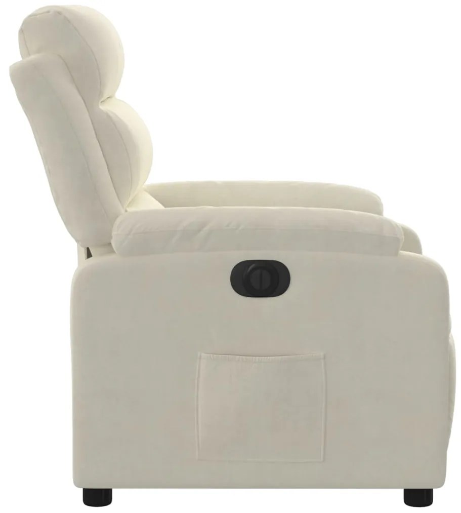 Poltrona de massagens reclinável veludo cor creme