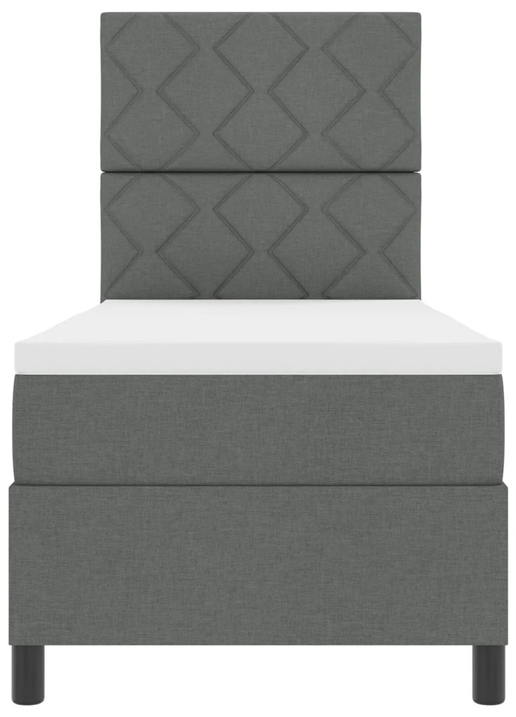 Cama Box Spring com Colchão Cinza Escuro 80x200 cm Tecido