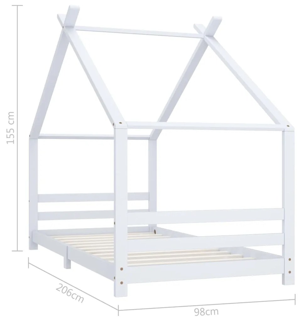 Estrutura de cama para crianças 90x200 cm pinho maciço branco